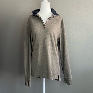 J Crew Gray Cotton Men's Quarter Zip Sweater Size Small